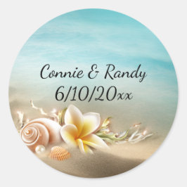 Rond Sticker Mariage Destination Plage