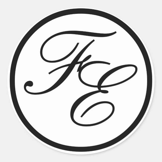 Rond Sticker Mariage Élégant des initiales de monogramm (Devant)