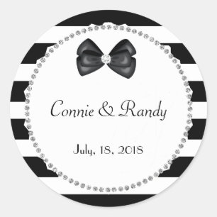 Rond Sticker Mariage élégant en diamant noir et blanc
