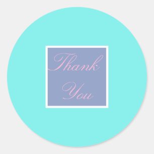 Rond Sticker Mariage élégant en Merci Turquoise