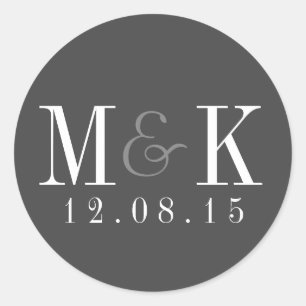 Rond Sticker Mariage Elegant Grey