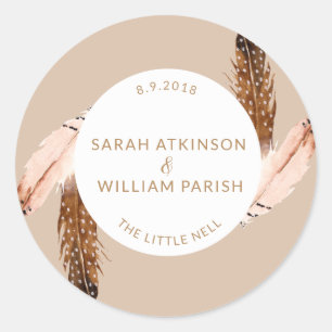 Rond Sticker Mariage en aquarelle plume