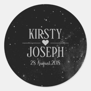 Rond Sticker Mariage en argent pour la galaxie spatiale