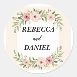Rond Sticker Mariage Eucalyptus vert personnalisé -