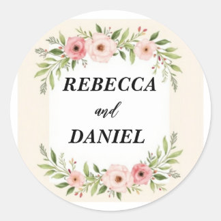 Rond Sticker Mariage Eucalyptus vert personnalisé -