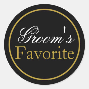 Rond Sticker Mariage favori de Groom Blush Black Gold