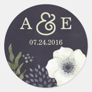 Rond Sticker Mariage Fleurs de nuit d'été