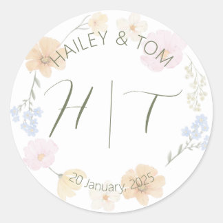 Rond Sticker Mariage floral