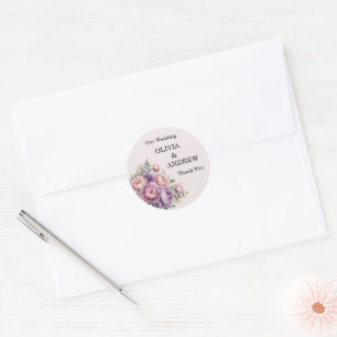 Rond Sticker Mariage floral élégant pour mariage