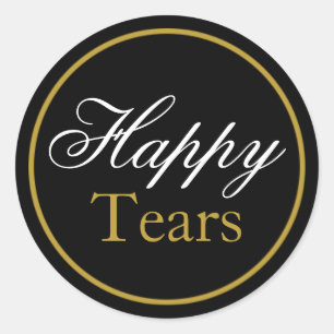 Rond Sticker Mariage "Happy Tears" - Or noir