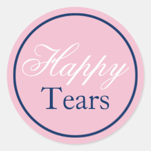Rond Sticker Mariage "Happy Tears" - Rose et bleu