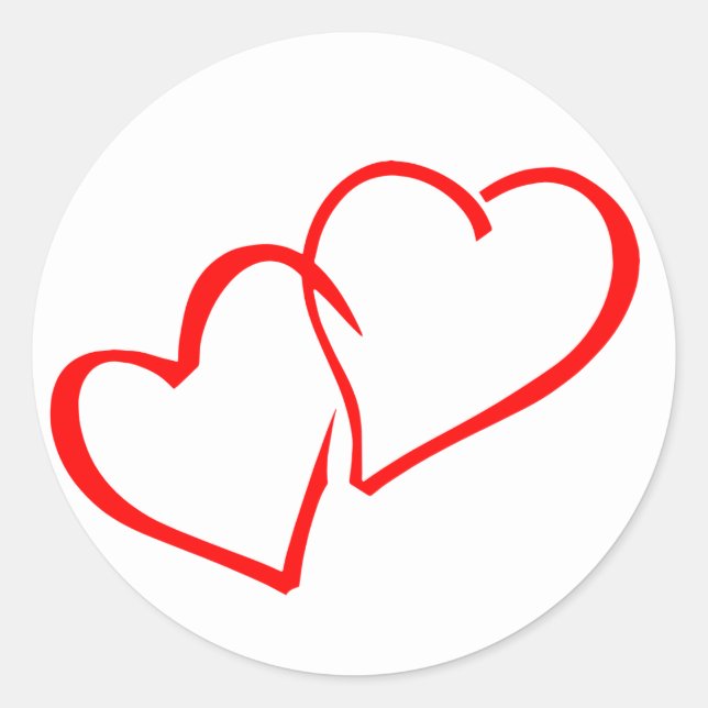 Rond Sticker Mariage Love Intertwin Red Hearts / Sceau (Devant)