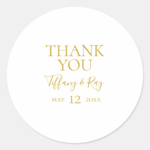 Rond Sticker Mariage Merci or simple et élégant