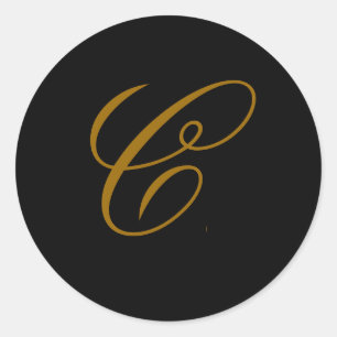 Rond Sticker mariage Monogram C Gold & Black Seal