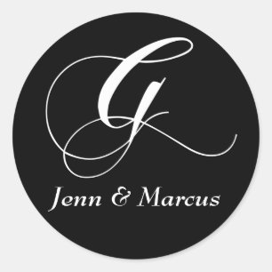 Rond Sticker Mariage Monogram G personnalisable