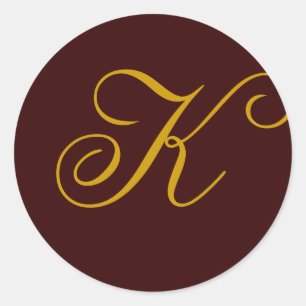 Rond Sticker mariage Monogram K Gold Seal