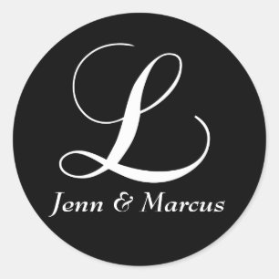 Rond Sticker Mariage Monogram L personnalisable