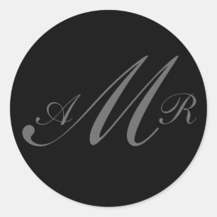 Rond Sticker Mariage Monogramme à trois lettres