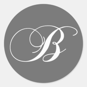 Rond Sticker Mariage Monogramme B Charbon