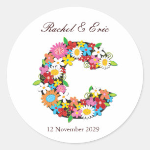 Rond Sticker Mariage Monogramme C