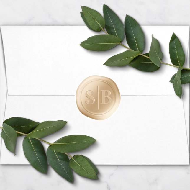 Rond Sticker Mariage Monogramme de cire jaune or (Créateur téléchargé)