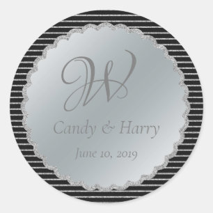Rond Sticker Mariage noir et argent