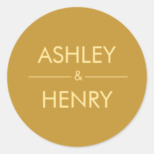 Rond Sticker Mariage or moderne, Sceau d'enveloppe