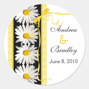 Rond Sticker Mariage personnalisé Shasta Daisy