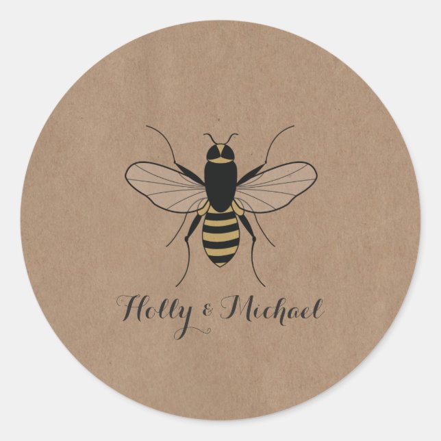 Rond Sticker Mariage pour abeilles à miel inspiré par l (Devant)
