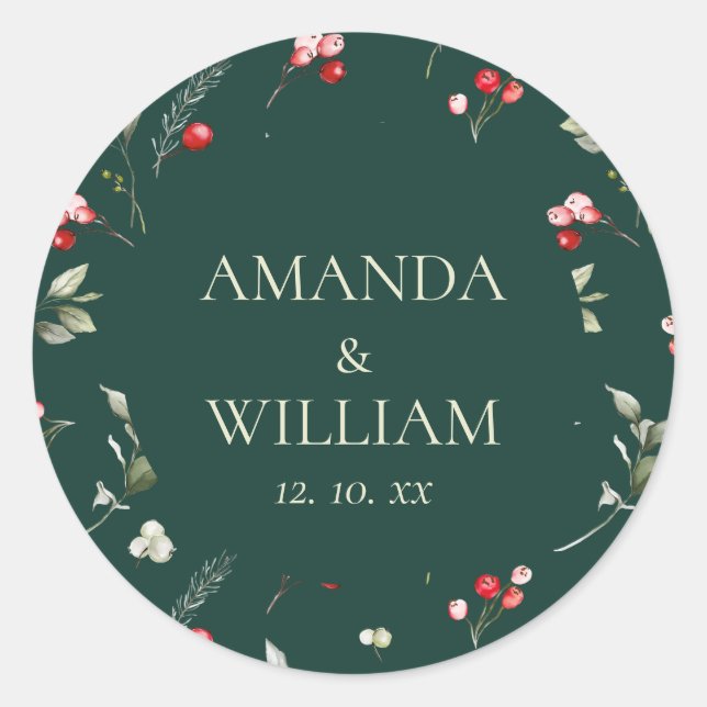Rond Sticker Mariage pour Berry d'hiver (Devant)