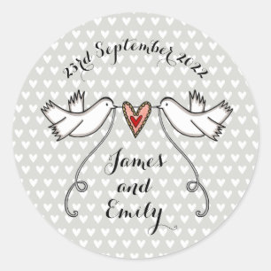 Rond Sticker Mariage pour colombes blanches personnalis