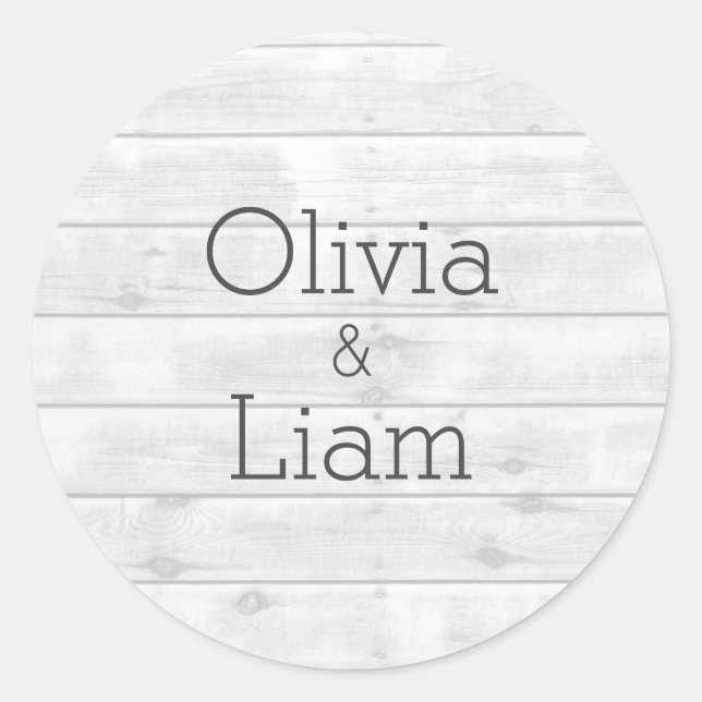 Rond Sticker Mariage pour le grain de bois blanc rustiq (Devant)