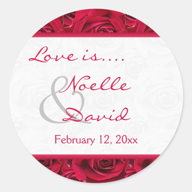 Rond Sticker Mariage Red Roses Galore (Devant)