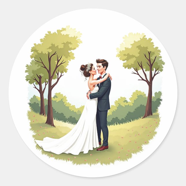 Rond Sticker Mariage romantique (Devant)
