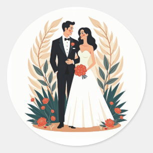 Rond Sticker Mariage romantique en couple