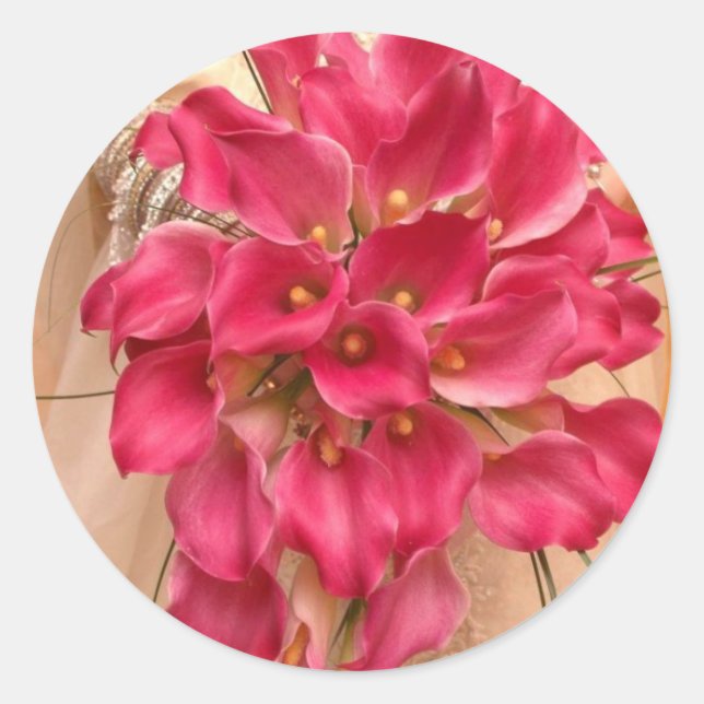 Rond Sticker Mariage rose Calla Lily (Devant)