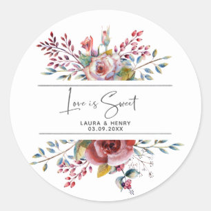 Rond Sticker Mariage rose flou