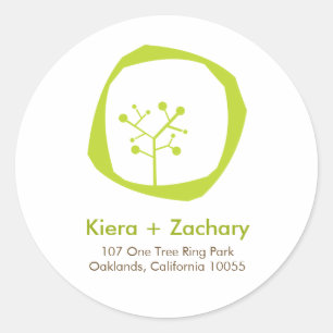 Rond Sticker Mariage Rustic Forest Tree