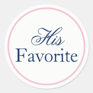 Rond Sticker Mariage "Son préféré" Blush Pink/Navy