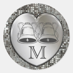 Rond Sticker mariage Sur Séquins Coeur