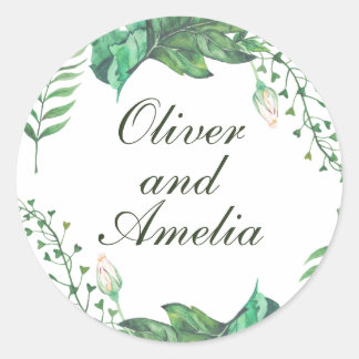 Rond Sticker Mariage vert de la nature du cadre