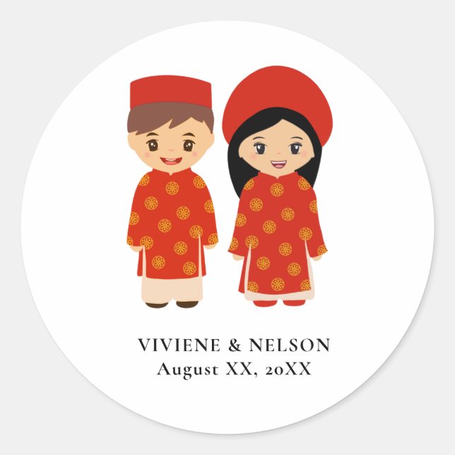 Rond Sticker Mariage vietnamien - Nicole (Devant)