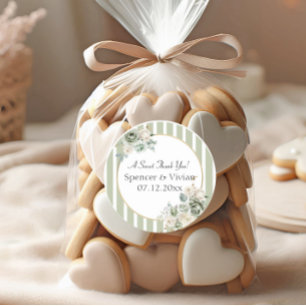 Rond Sticker Mariage vintage et élégant Green Gold