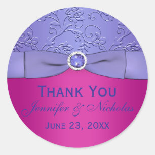 Rond Sticker Mariage violet RIBBON Fuchsia IMPRIMÉ