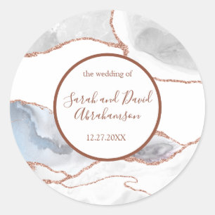Rond Sticker mariage White Rose Gold Parties scintillan