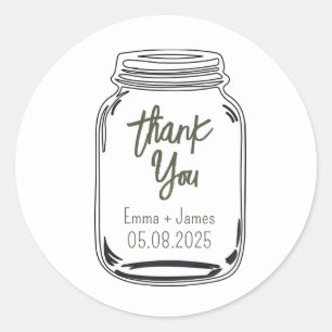 Rond Sticker Mason Jar Merci