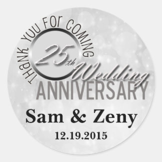 Rond Sticker Merci 25e anniversaire Mariage Favor