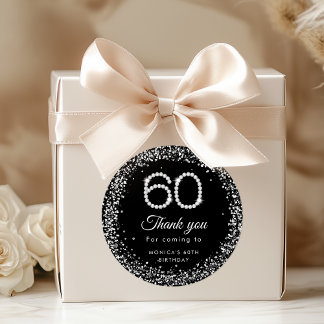 Rond Sticker Merci 60e Anniversaire Diamants Élégants