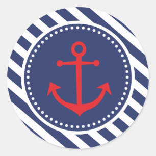 Rond Sticker Merci Baby shower Ancre Nautique
