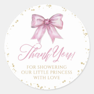 Rond Sticker Merci Baby shower fille pour Baby shower